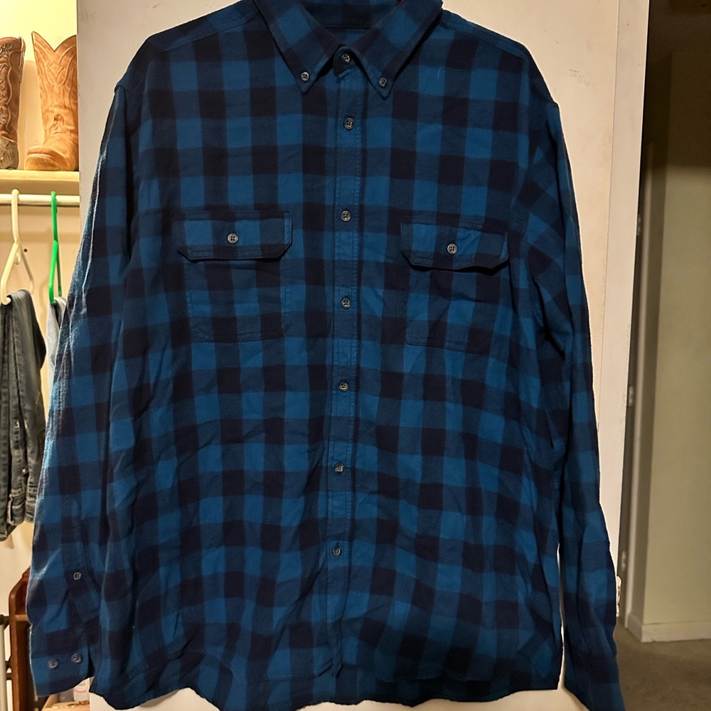 Faded Glory Men's Blue and Black Plaid Shirt